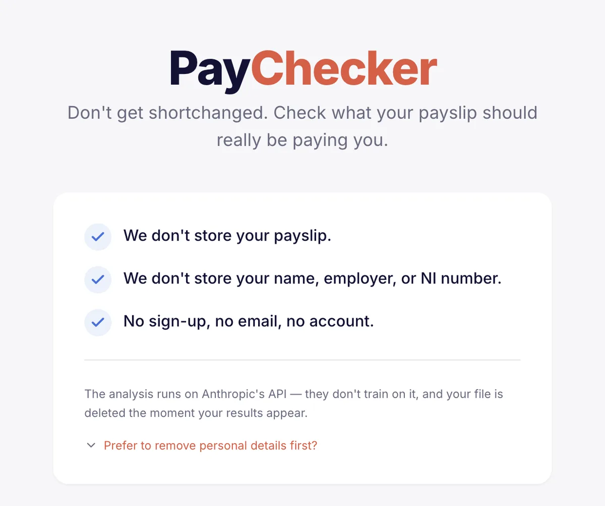 The PayChecker homepage: Don’t get shortchanged. Check what your payslip should really be paying you.